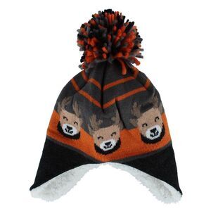 Grand Sierra Boy's Toddler (2-4) Lined Animal Winter Hat with Ear Flaps and Pom